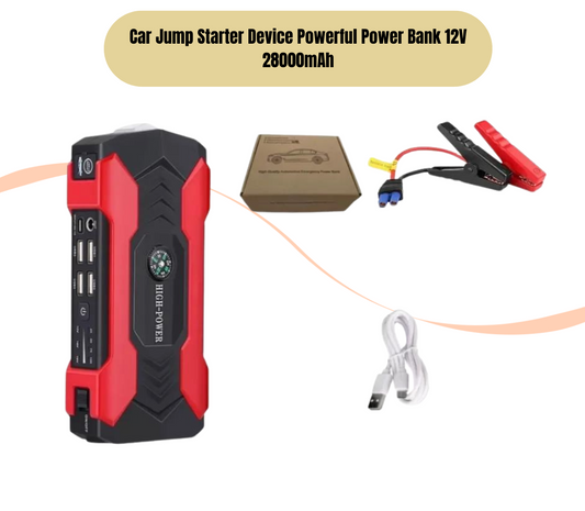 Car Jump Starter Device Powerful Power Bank 12V 28000mAh For Emergency Lighting Auto Battery Charger Portable Electric Air Pump