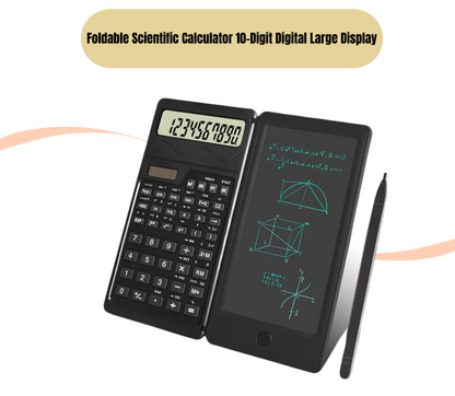 Foldable Scientific Calculator 10-Digit Digital Large Display with an Erasable Writing Tablet Digital Drawing Pad Math Calculato