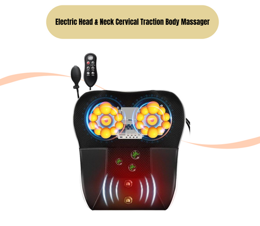 Electric Head & Neck Cervical Traction Body Massager Car Back Pillow with Heating Vibrating Massage Device