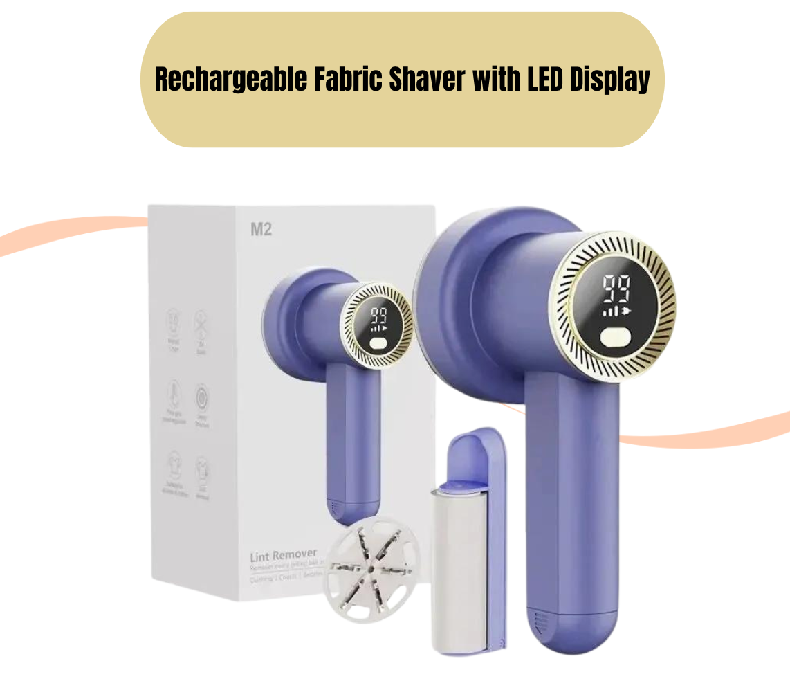 Rechargeable Fabric Shaver with LED Display -Lint Eco-Friendly Material - Fast Charging