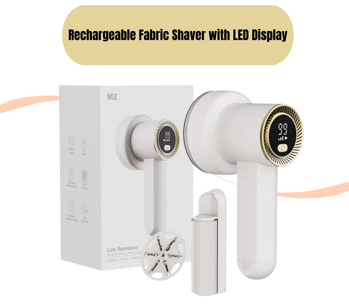 Rechargeable Fabric Shaver with LED Display -Lint Eco-Friendly Material - Fast Charging
