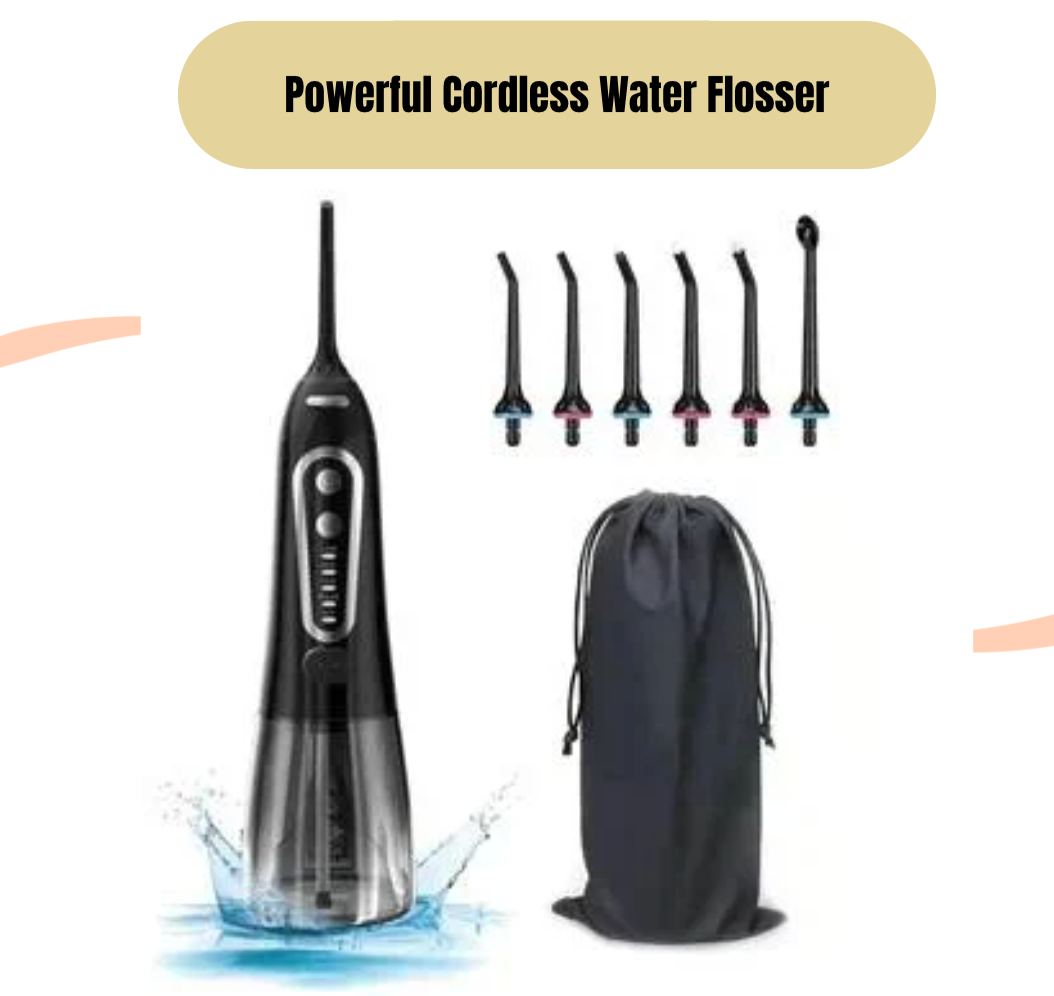 Powerful Cordless Water Flosser - USB Rechargeable, 300ml Tank, 5 Modes, IPX8 Waterproof